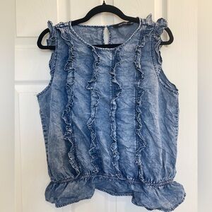 Doe & Rae ruffle chambray tank top